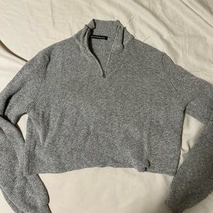 cropped half zip up sweater